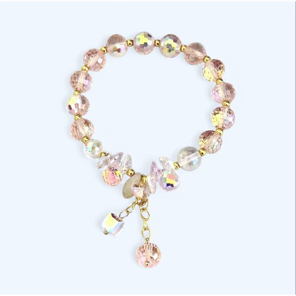 Pink Swarovski Beaded Charm Bracelet - Picture 8 of 12